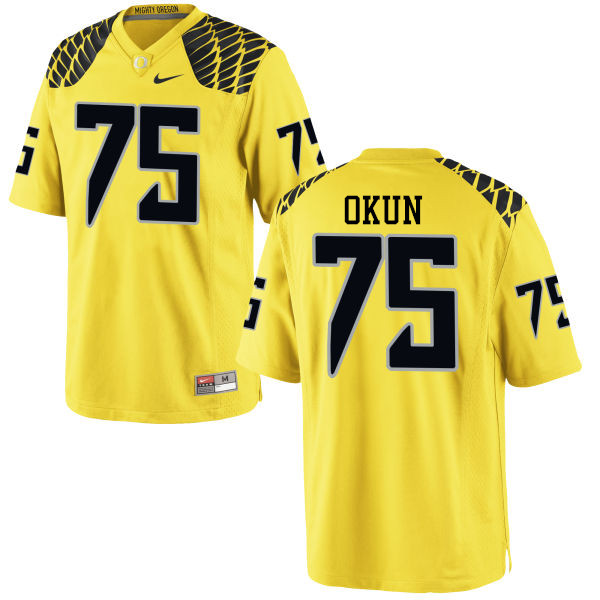 Men #75 Zach Okun Oregon Ducks College Football Jerseys-Yellow
